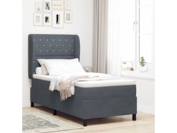 Vidaxl Cama Box Com Colchão Cinza Escuro 200 X 90 Cm Veludo