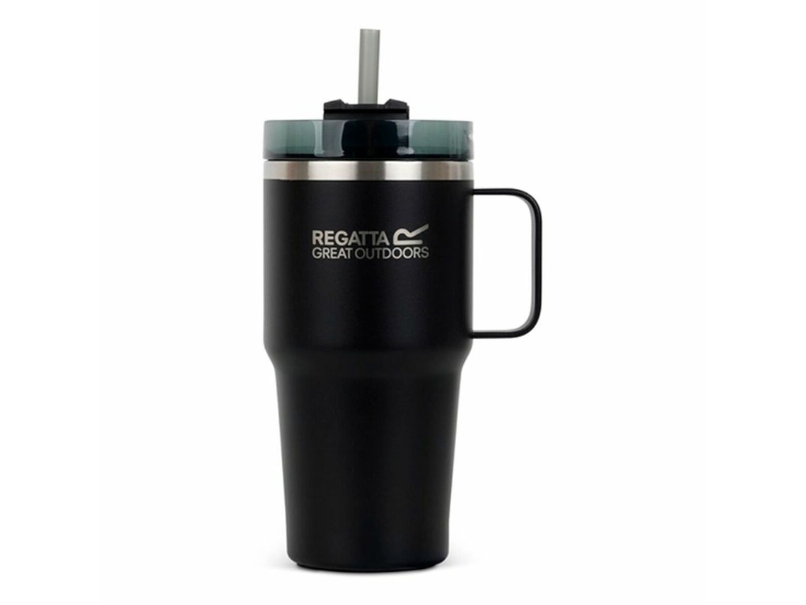 Copo Com Palhinha Regatta Thermo Insulated Mug Preto 600 Ml Aço Inoxidável
