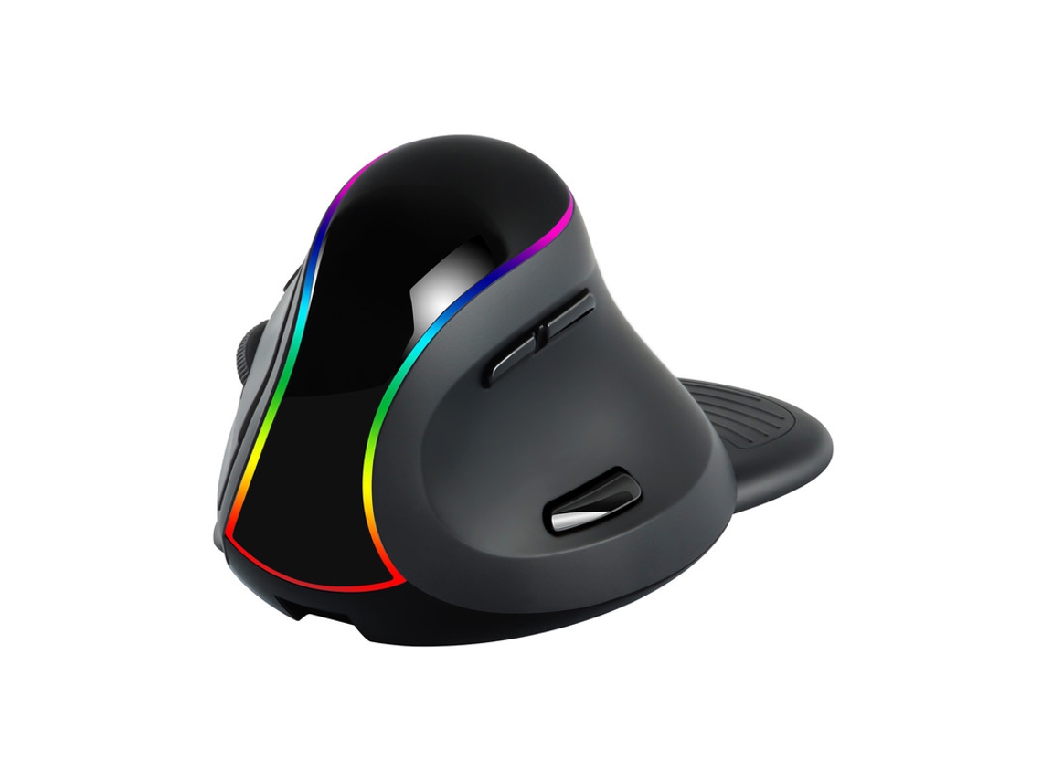 Rato Yizhood 2.4g Bluetooth Tri Modevertical 7 Botões 3200 Dpi Rgb Retroiluminado Jogos Sem Fio Mão Direita Pc Com Fio Preto