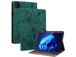 Capa De Couro Antirrisco Com Estampa De Flor Rosa Verde Para Itel Pad One