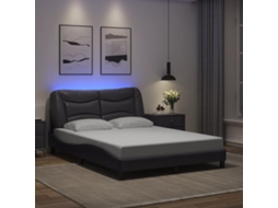 Vidaxl Estrutura De Cama Com Led Sem Colchão Hvar 140x190 Cm Cinza