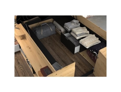 Cama de adultos com carvalho levantado e gaveta preta 166 x 67 x 206 cm Parisot