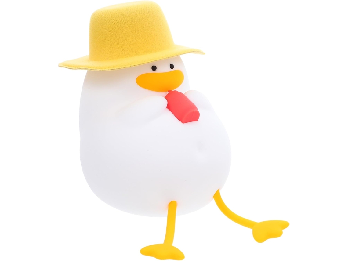 Luminária Noturna Em Forma De Pato Silicone Com Led Amarelo Quente E