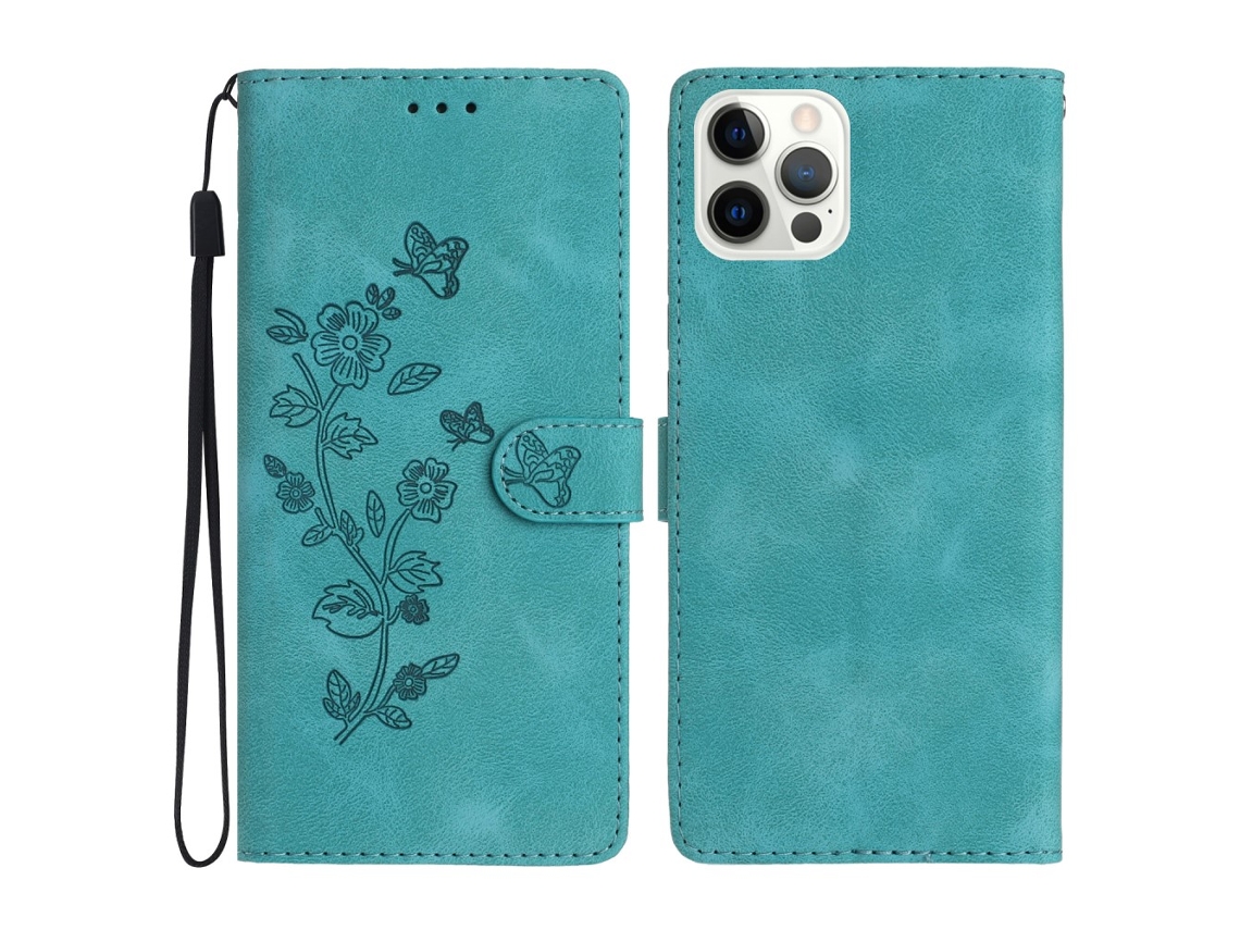 Capa Em Couro Pu, Para Apple Iphone 16 Pro Max - Azul Celeste