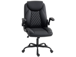 Cadeira De Escritório Ergonômica Com Apoios De Braço Rebatíveis, Altura Ajustável E Função De Balanço, Na Cor Preta.