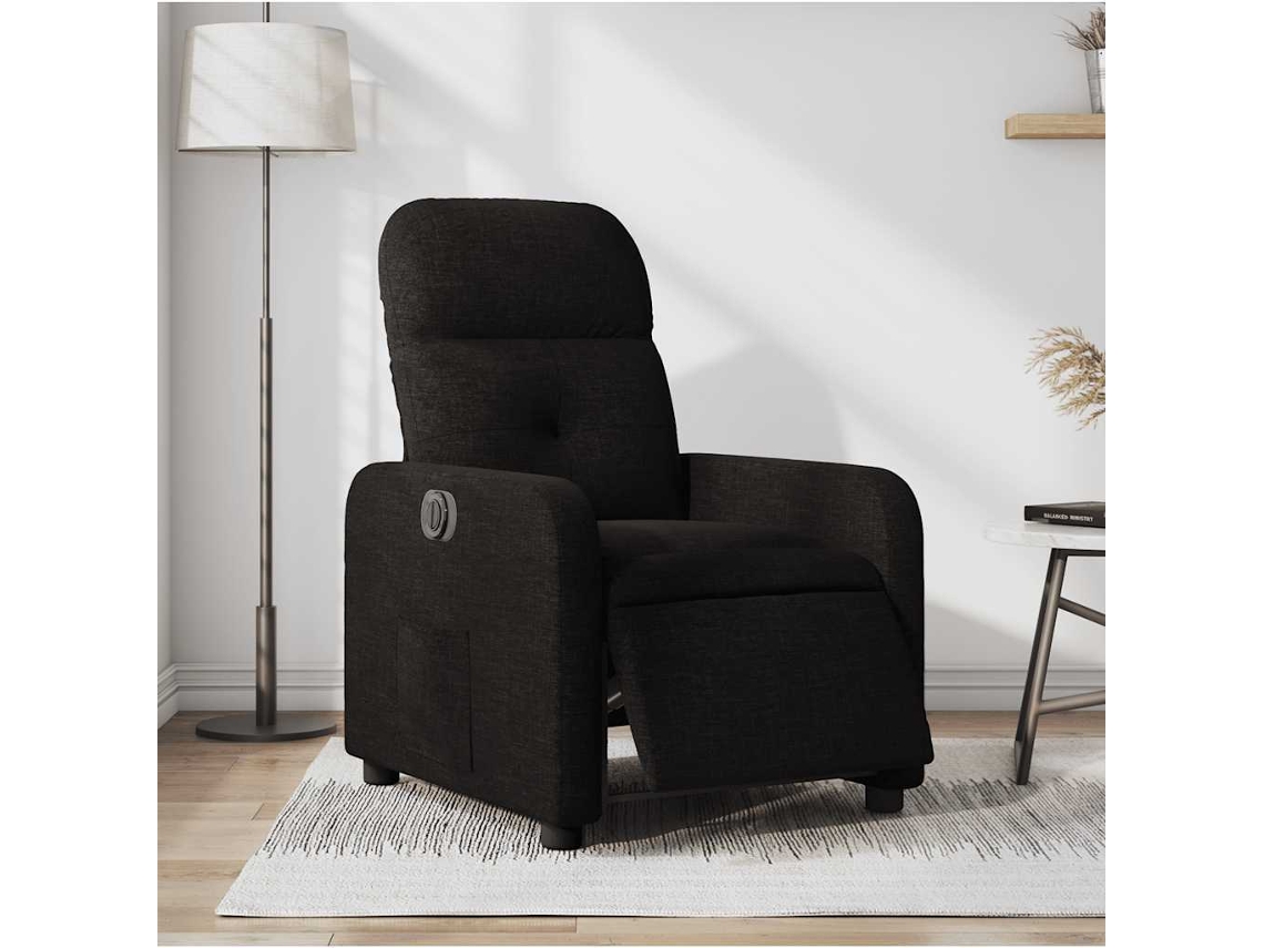 Vidaxl Poltrona Elétrica Reclinável Tecido Preto