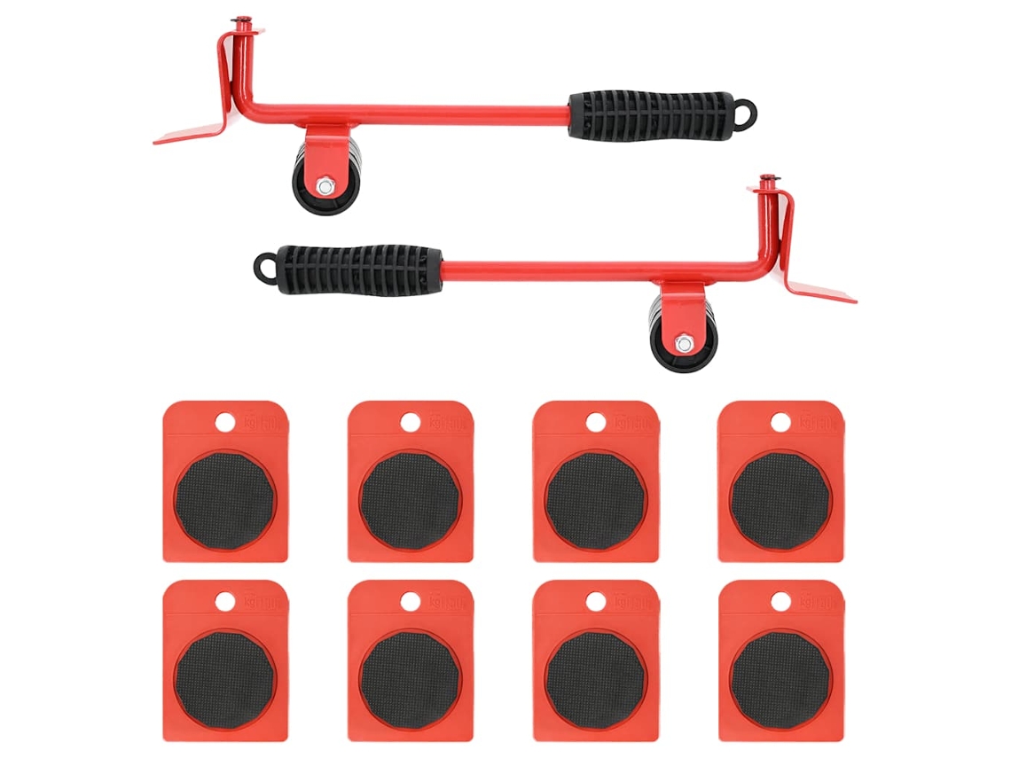 Vidaxl Rodízios Para Móveis 8 Peças Com Elevadores Vermelho 9,8x7,5x3 Cm 150 Kg