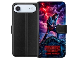 Capa Carteira Compatível Com Apple Iphone Air Com Eddie Munson Tocando Guitarra Em Um Telhado Durante Uma Tempestade, Da Série Stranger Things.
