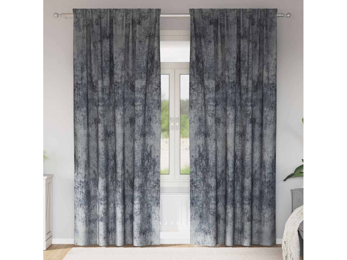 Vidaxl Cortinas De Veludo 2 Unid. Cinza Prata 225 X 140 Cm Veludo