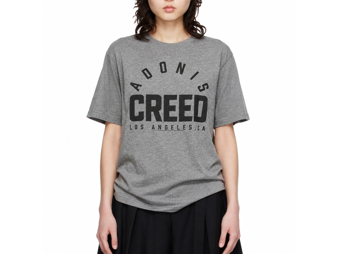 Rockinstone Rocky Movie Arched Adonis Logo Solid Graphite Adult T-shirt Size:l