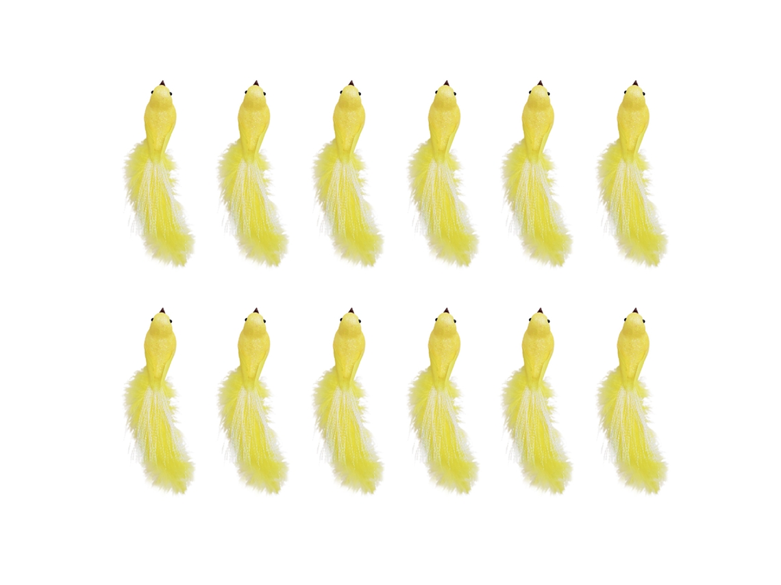 Laxiscreed Pássaros Decorativos Amarelos Com Glitter, Pack De 12 Unidades Para Easter E Halloween