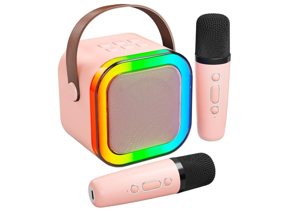 Máquina De Karaokê Para Crianças E Adultos Mini Microfone De Karaokê Bluetooth Portátil Alto Falante Para Cantar Com 2 Microfones E Luz Yizhood