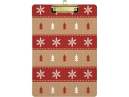 Prancheta Rígida À Prova D'água com Estampa de Flocos Neve e Listras Vermelhas para Enfermeiras. 31,8 X 22,9 0