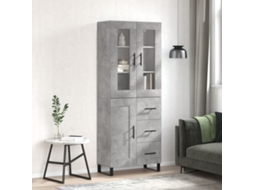 Vidaxl Armário Alto 69,5x34x180 Cm Derivados De Madeira Cinza Cimento
