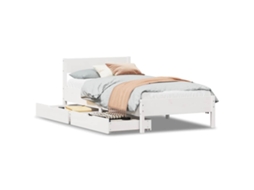 Cama Sem Colchão de Madeira de Pinho Maciça Branco MAISON EXCLUSIVE 90x190 cm