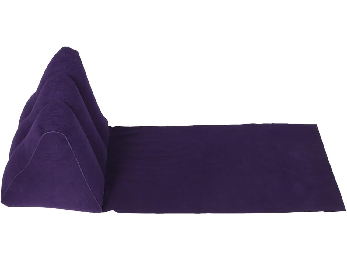 Almofada Triangular Inflável Roxa Em Pvc Aveludado