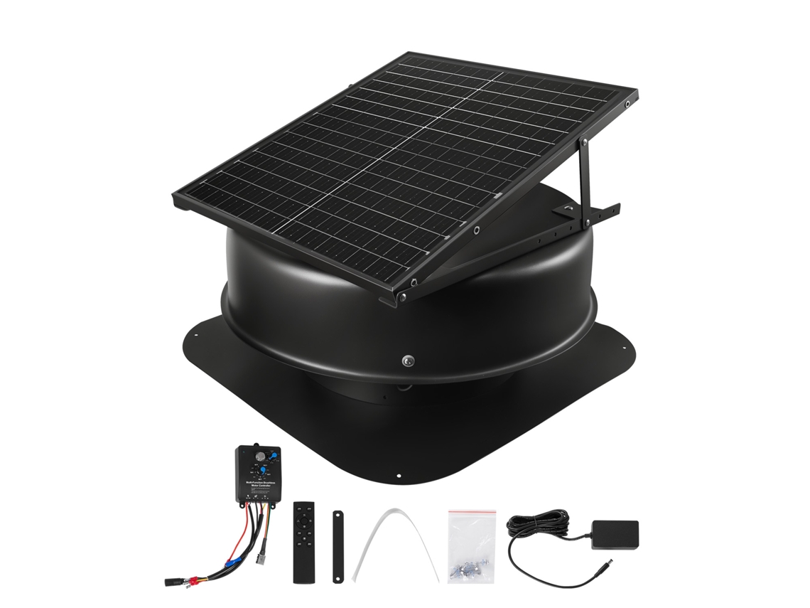 Extrator De Ar Para Sótão Vevor Com Energia Solar 50 W Com Controle Remoto