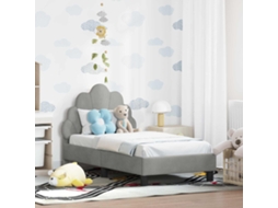 Vidaxl Estrutura De Cama Para Criança Com Cabeceira Cinzento-claro