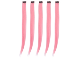 5 Piezas Extensões De Cabelo Retas De Cor Clip In Para Festa