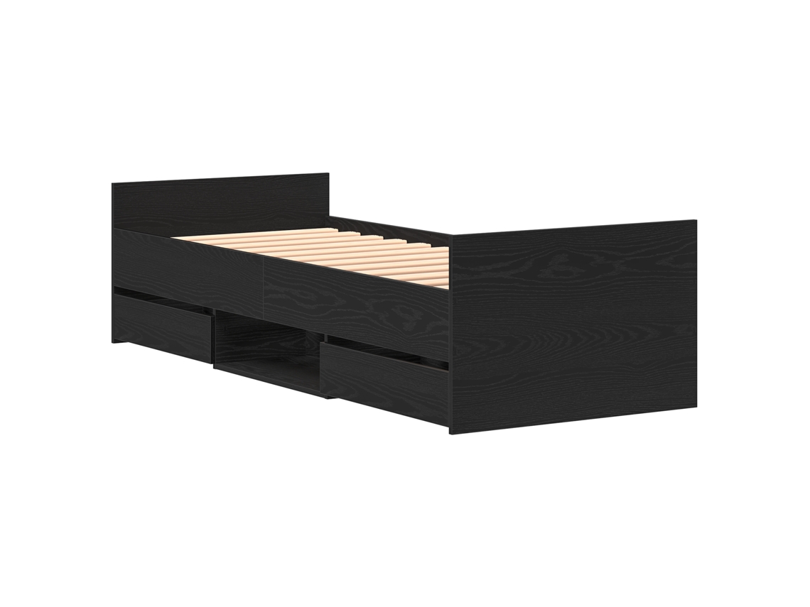 Conjunto 1 Estrutura De Cama Moderna Vidaxl Preto Derivados De Madeira (193 X 78 X 50 Cm)