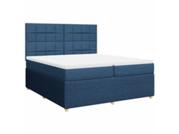 Cama com Molas/colchão 200x200 Cm Tecido Azul MAISON EXCLUSIVE