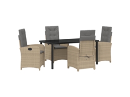 Conjunto 5 De Jantar De Jardim Com Almofadas Vidaxl Em Rattan Sintético Bege