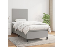 Vidaxl Cama Com Molas/colchão 90x200 Cm Tecido Cinza-claro