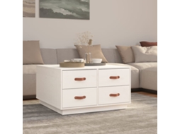 Vidaxl Mesa De Centro 80x80x45 Cm Pinho Maciço Branco