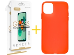 Kit Capa + Película Vidro 2X iPhone 11 Pro Skyhe Silicone Vermelho