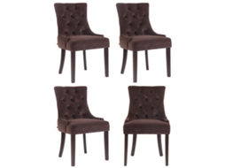 Conjunto de 4 cadeiras de jantar Veludo Aberdeen marrom/antigo CLP