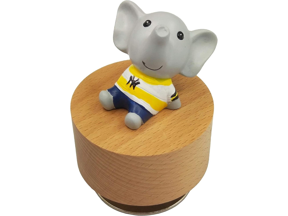 Caixa De Música Giratória Em Miniatura De Madeira Musell Com Enfeite De Elefante Fofo, Castelo No Céu Aquaforge