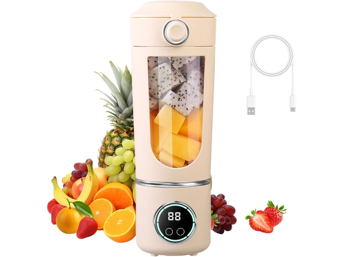Liquidificador Bege 700ml 12 Lâminas Inox 1500mah Usb P Academia Escritório Camping Viagem ZYBLSSBB