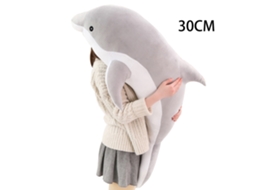 Brinquedo de pelúcia Walshlxq Golfinho Grande e Fofo, almofada multifuncional, confortável e portátil para casa e mesa, cinza, 30 cm