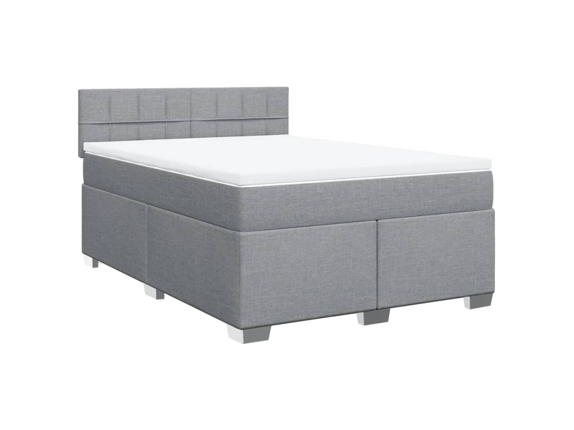 Cama com Molas e Colchão Tecido Cinzento Claro MAISON EXCLUSIVE (140x190 cm)