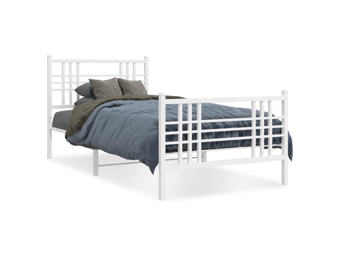 Estrutura de Cama com Cabeceira e Pés 100x200 cm Metal Branco MAISON EXCLUSIVE