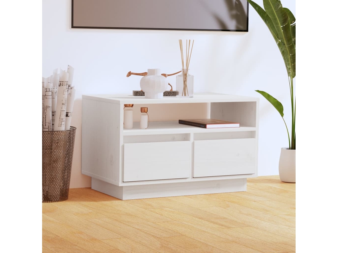 Vidaxl Móvel de Tv 60x35x37 Cm Madeira de Pinho Maciça Branco