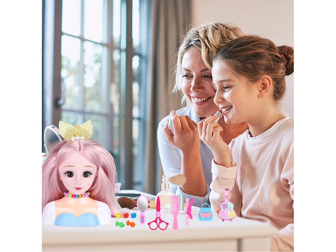 Primerox conjunto de 25 Peças Brinquedo de Cabeleireiro Boneca com Acessórios para Meninas