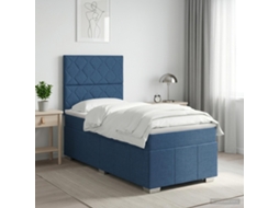 Vidaxl Cama Box Spring Com Colchão Azul 100 X 200 Cm Tecido
