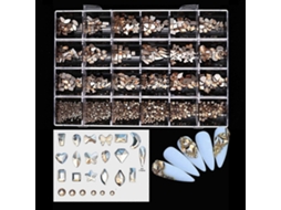 24 Grades Flatback Unhas Strass Nail Art Charms Mixed Nail Art Strass Nail Art Decorações Para Mulheres Meninas Champanhe Hengrongshen