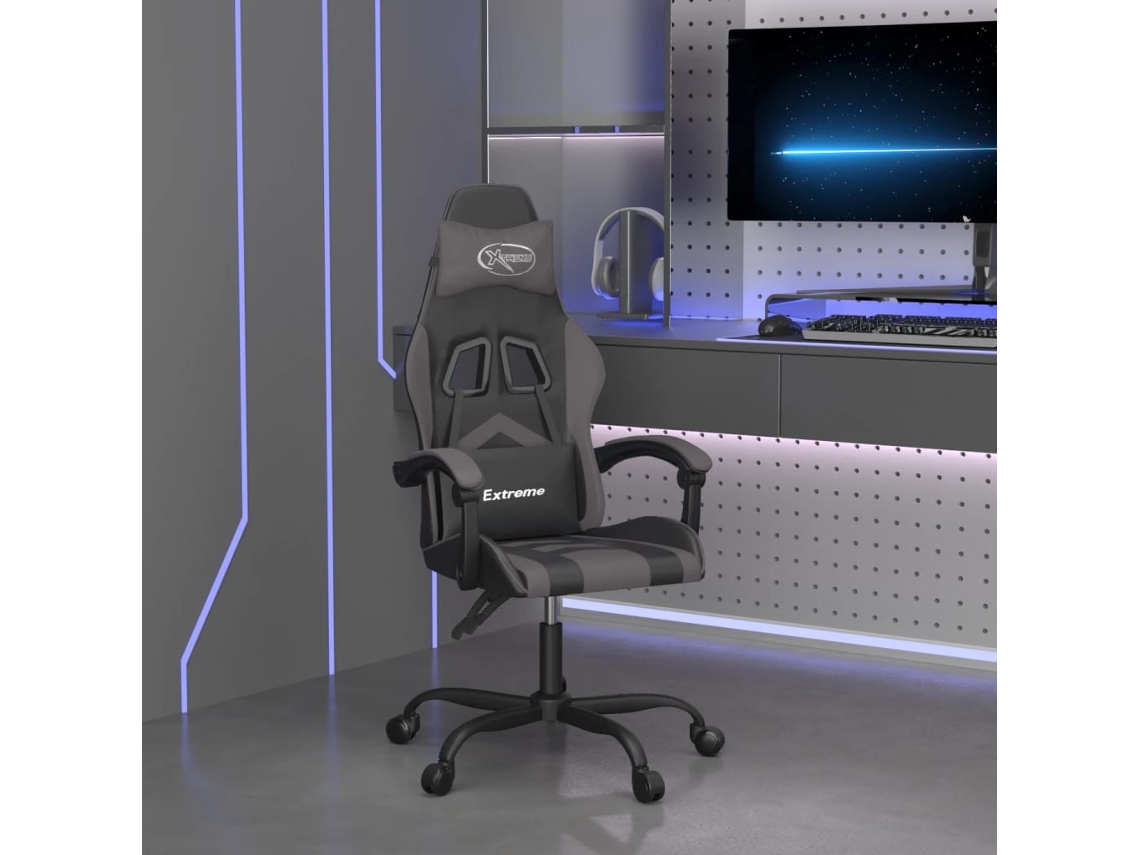 Vidaxl Cadeira Gaming Giratória Couro Artificial Preto E Cinzento