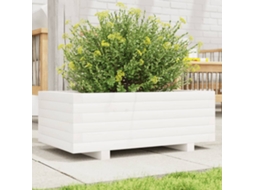 Vidaxl Vaso/floreira De Jardim 70x40x26,5 Cm Pinho Maciço Branco