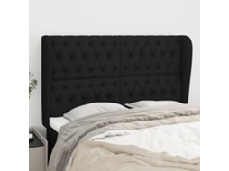 Vidaxl Cabeceira De Cama C/ Abas Tecido 147x23x118/128 Cm Preto