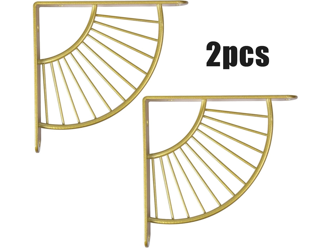 Prateleira De Parede Com Suporte Suporte De Aço Inoxidável Para Parede Suporte Triangular Flutuante Cozinha Quarto Escritório Dourado 20cm