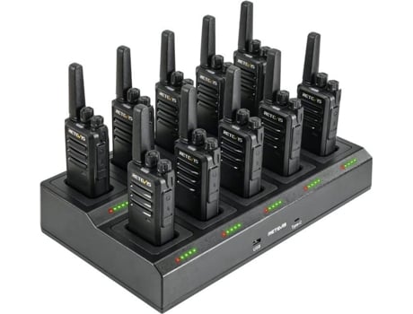 Rt668 Talkie Walkie, Carregador 10 Em 1, Carregamento Eficiente, Fendas Removíveis, Sólido E Robusto, Para Escola, Refeitório Retevis (10 Peças)