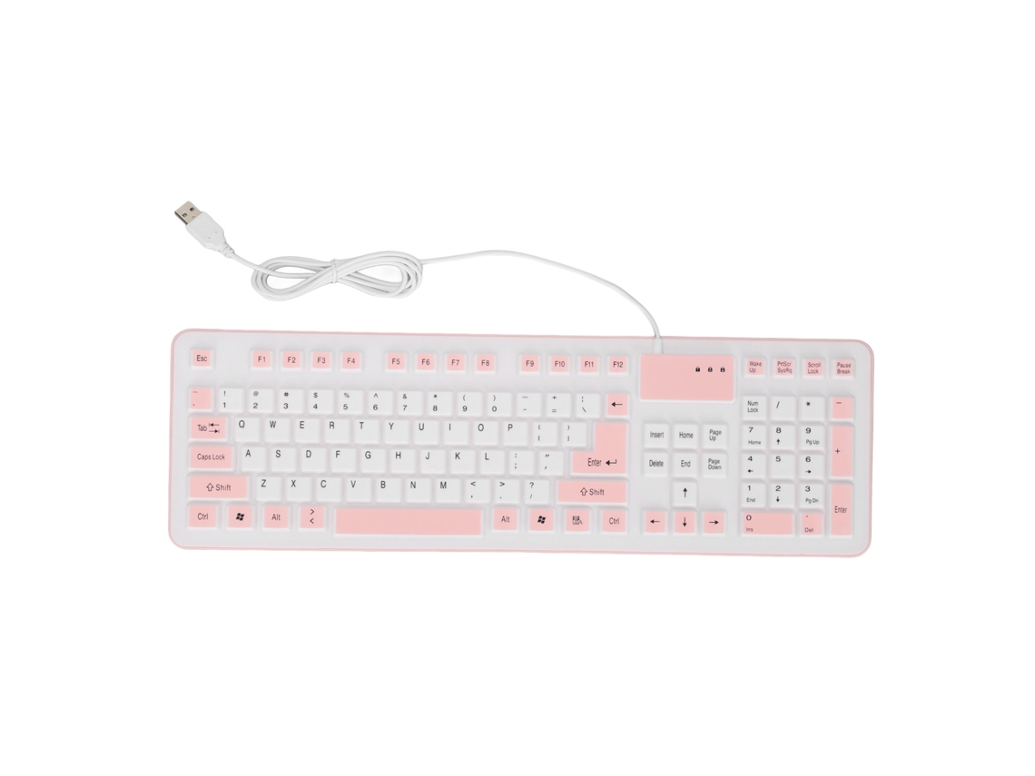 Aetheria teclado de Silicone Plegável 106 Teclas Usb À Prova de Água Poeira e Silencioso para Pc Laptop Rosa