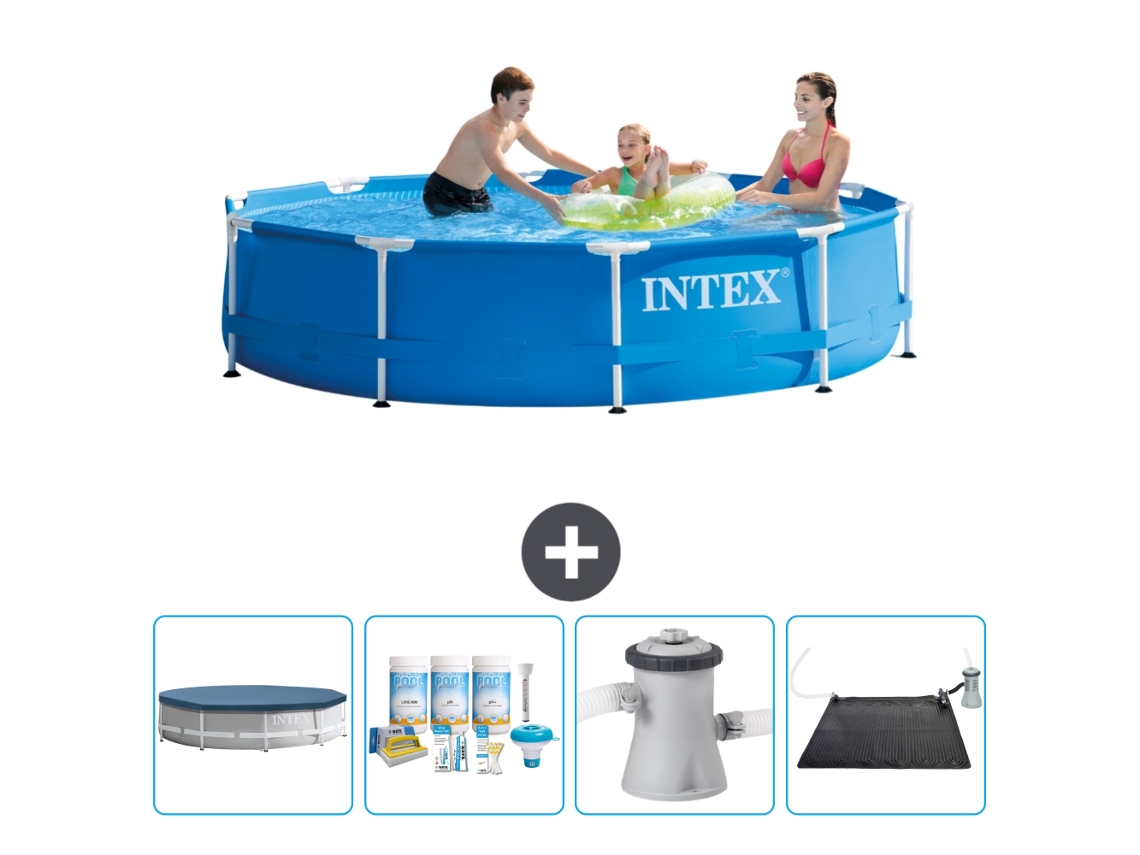 Piscina INTEX Moldura Redonda 305 X 76 Cm Azul Incluída Cobrir Pacote de Manutenção Bomba de Filtro de Piscina Tapete Solar