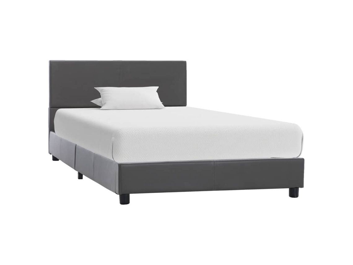 Vidaxl Estrutura De Cama 100x200 Cm Couro Artificial Cinzento
