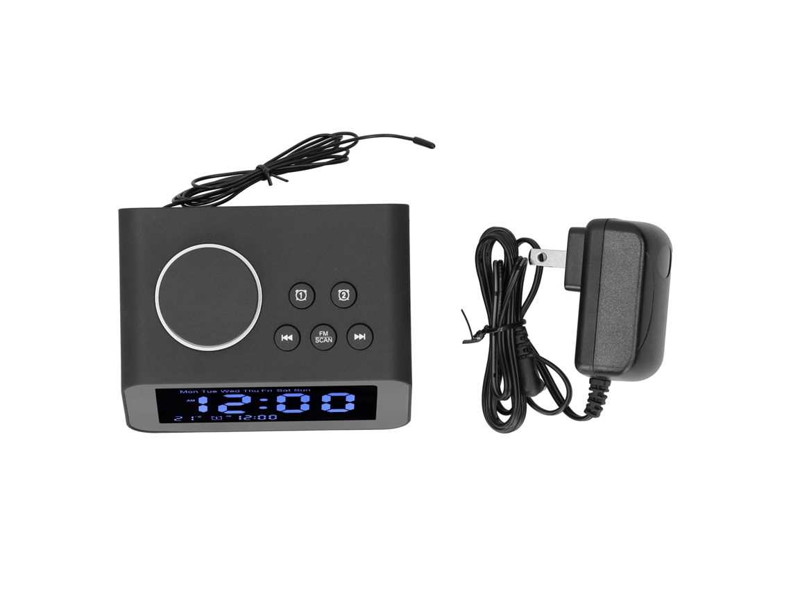 Relógio de mesa digital com rádio e carregamento USB, despertador eletrônico para quarto, 100-240 V