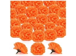 Pacote com 100 Cabeças de Flores Artificiais de Calêndula para Guirlandas e Artesanato. Calêndulas Artificiais de Seda. AQUAFORGE