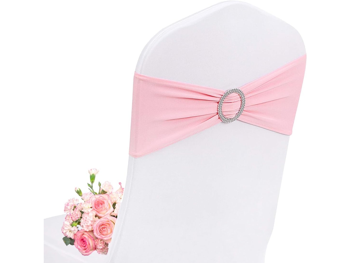 Faixas Para Cadeiras Rosa Pacote Com 50 Faixas Elastano Leves Casamentos, Chás de Bebê, Aniversários e Festas de Gala